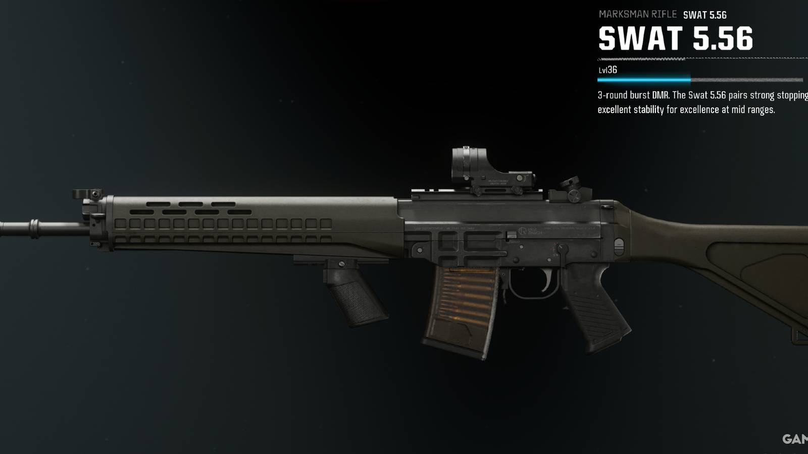 Screenshot showcasing the SWAT 5.56 in Black Ops 6