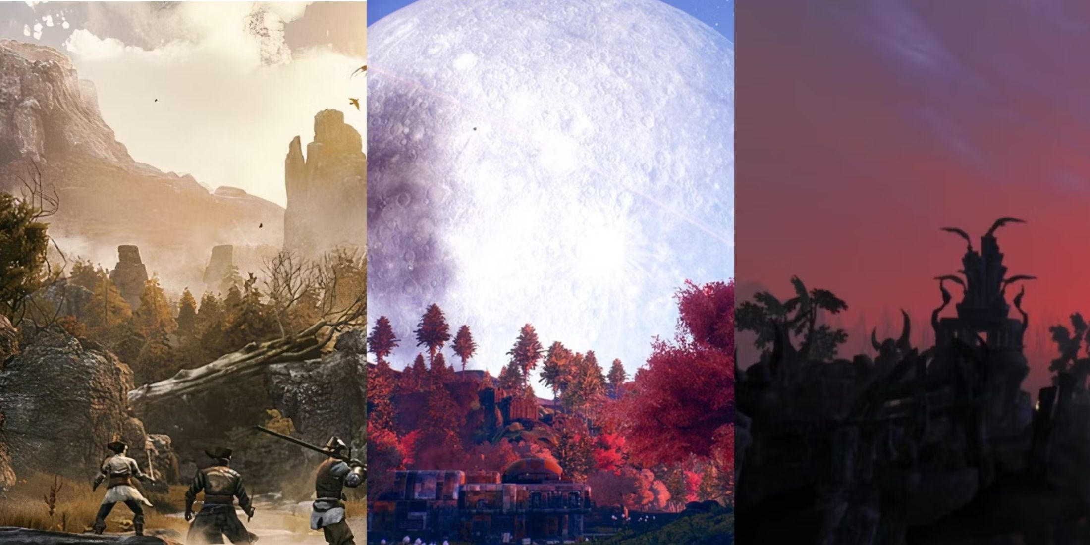 Collage featuring Greedfall, Outer Worlds, Morrowind