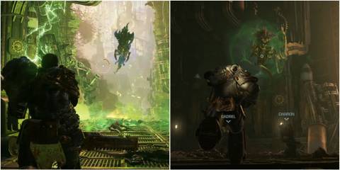 Gameplay screenshots from Space Marine 2 showcasing Neurothrope boss