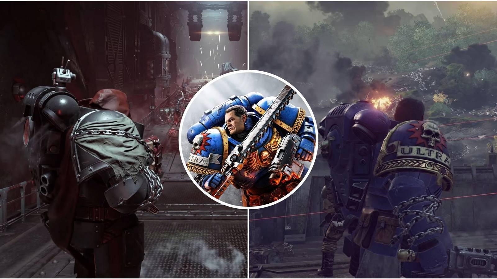 Character wearing different armors in Space Marine 2