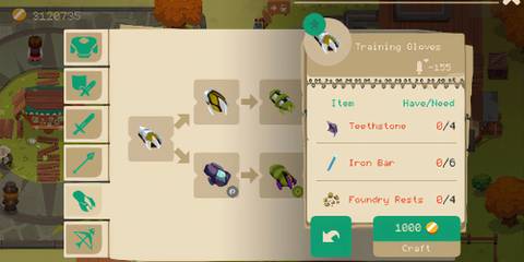 Crafting a weapon in Moonlighter