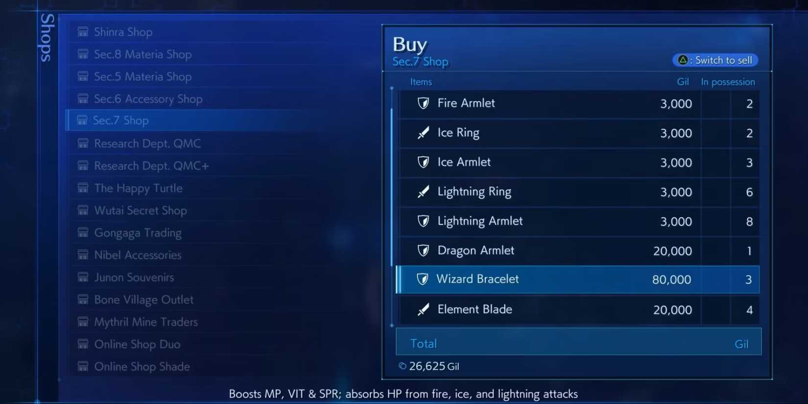 Crisis Core Final Fantasy 7 Reunion Wizard Bracelet 