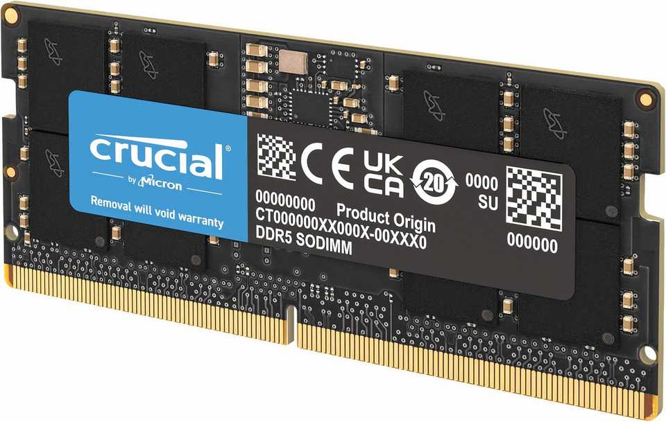Crucial 8GB DDR5 SO-DIMM 4800MHz CL40 Laptop RAM