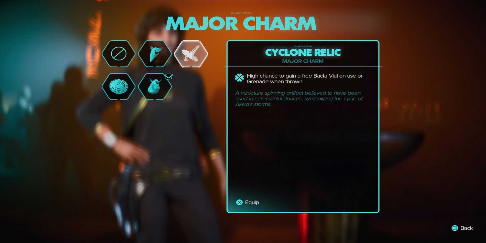 Cyclone Relic charm in Star Wars Outlaws