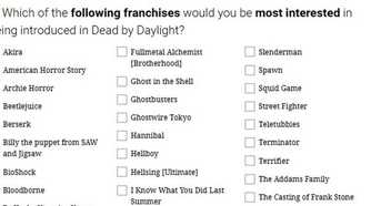 Dbd Poll Dead by Daylight Survey Hints at Potential Future Crossovers