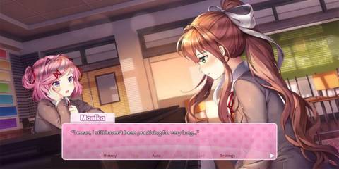 Monika playing the piano for Natsuki