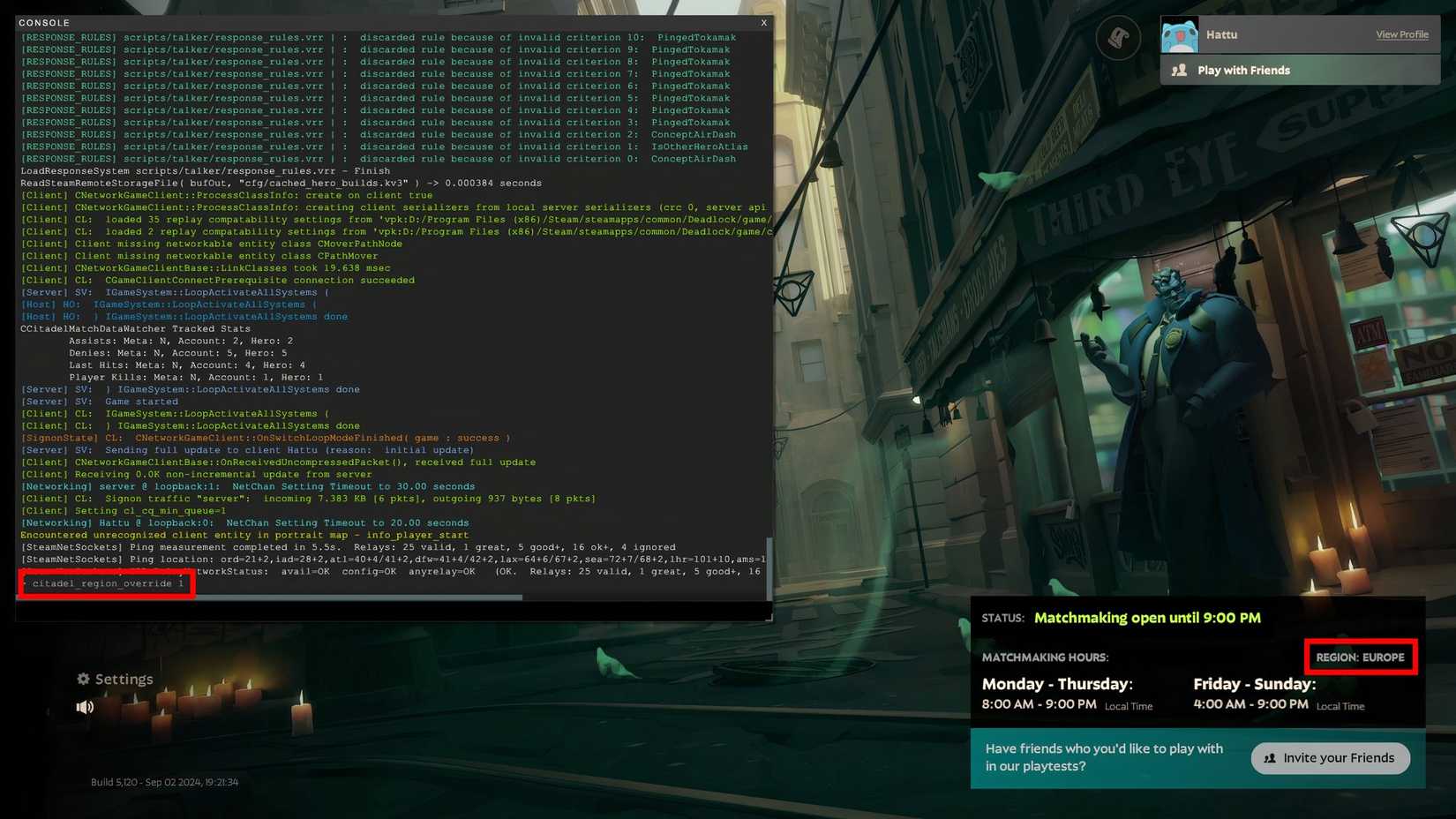 deadlock change matchmaking region