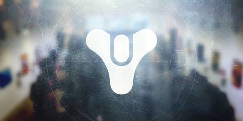 A close-up of the Destiny logo on a blurred background.