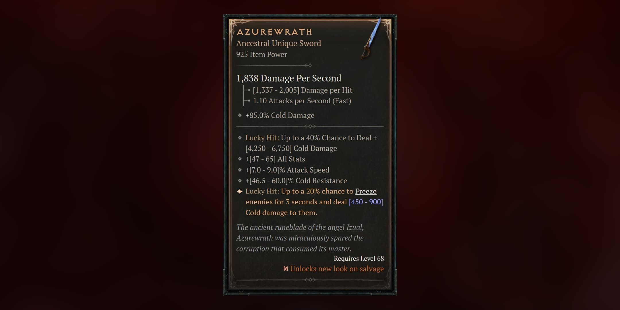 Diablo 4 Azurewrath Stats