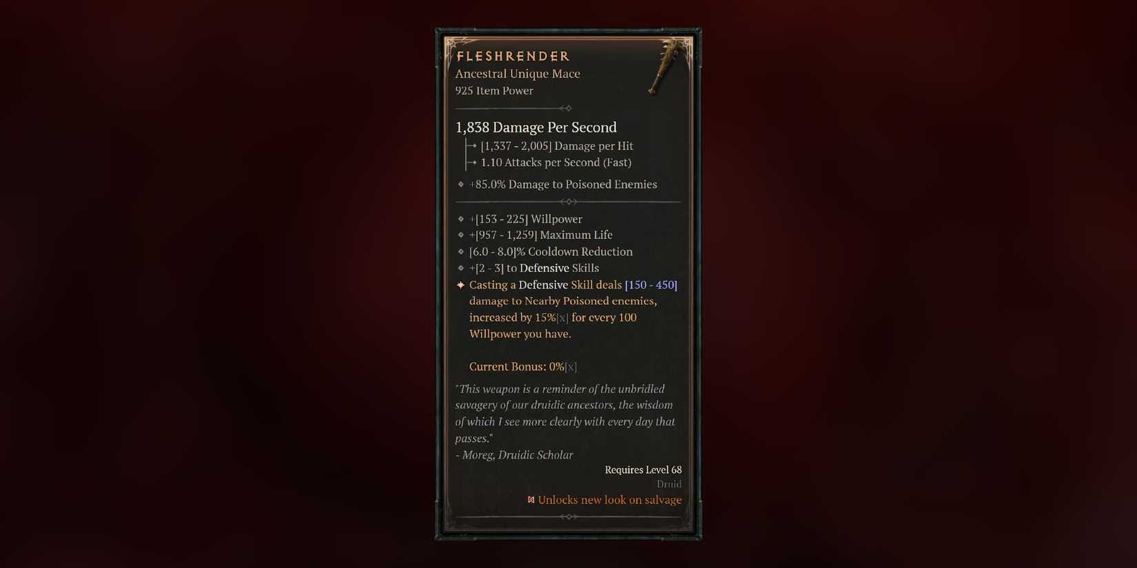Diablo 4 Fleshrender Stats