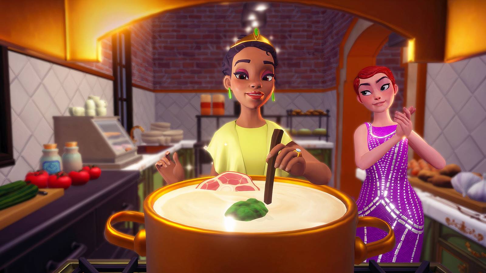 Tiana cooking in Disney Dreamlight Valley