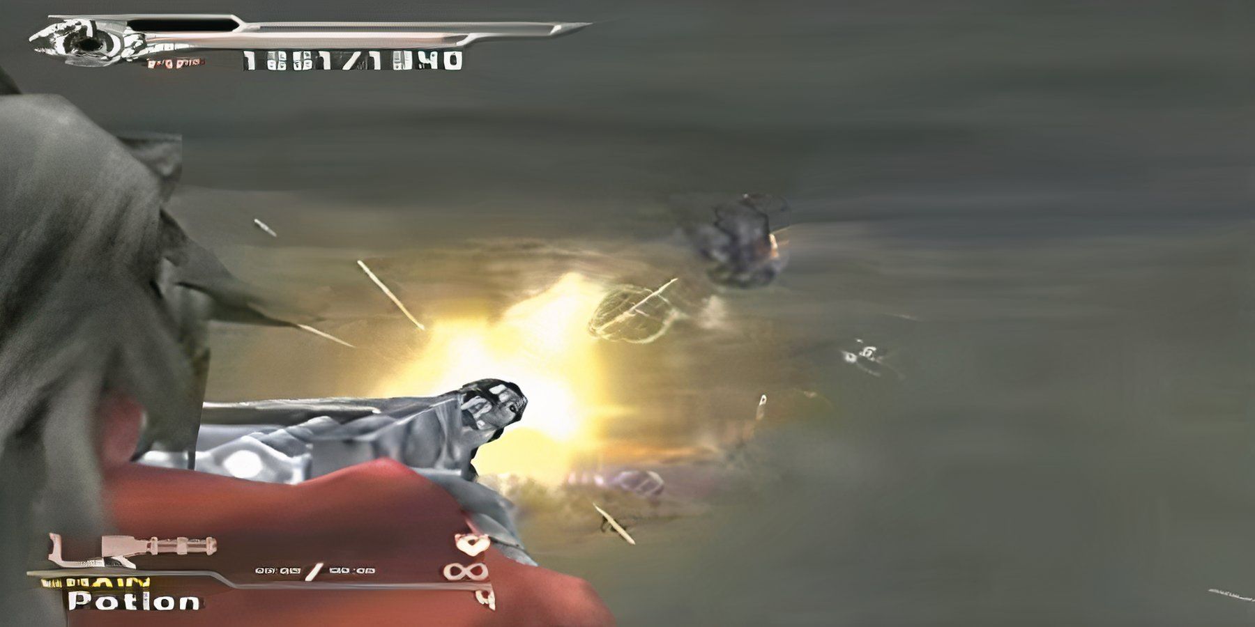 vincent firing a gattling gun in final fantasy 7 dirge of cerberus