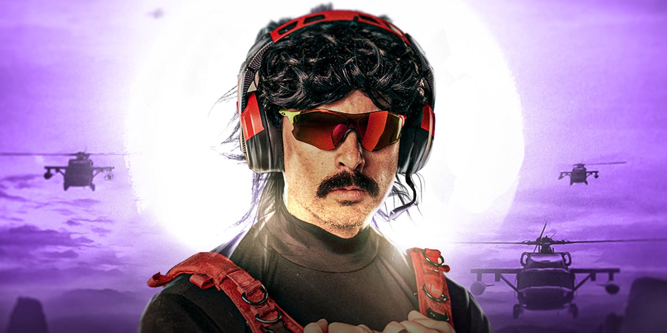 Dr Disrespect purple sunset background 2x1 composite