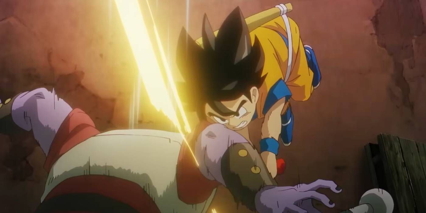 Goku attacking an enemy with the Power Pole in the Dragon Ball Daima trailer