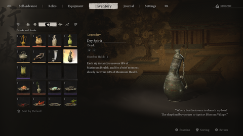 Best Drinks for Healing in Black Myth: Wukong - Dry Spirit