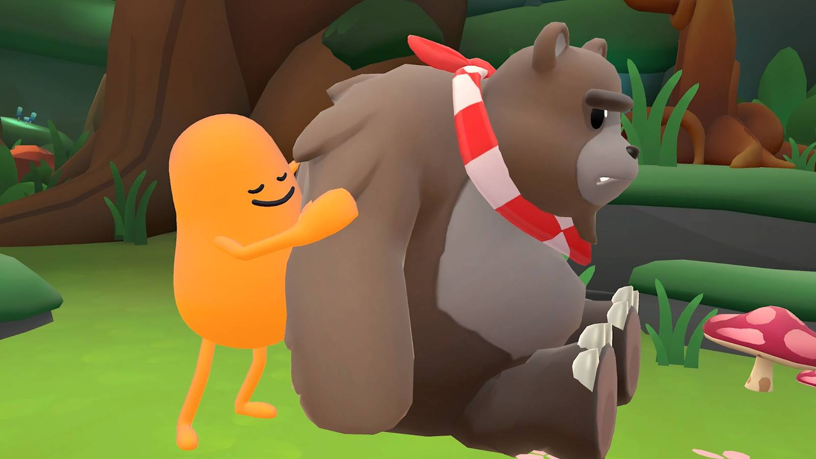 Dumb Ways to Die Free For All trailer still orange bean hugging angry forest bear