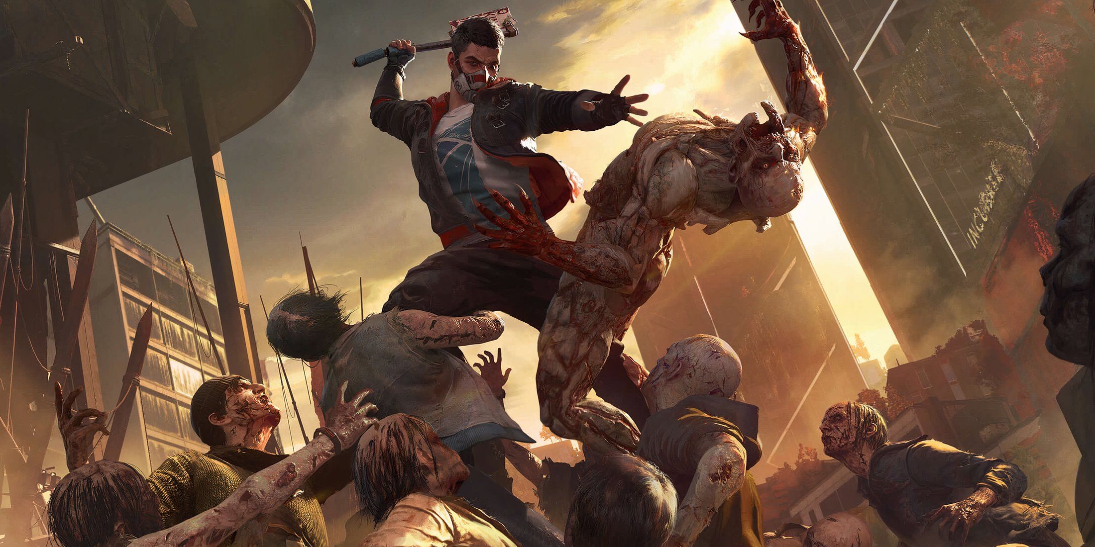 dying light 2 artwork of character fighting off zombies