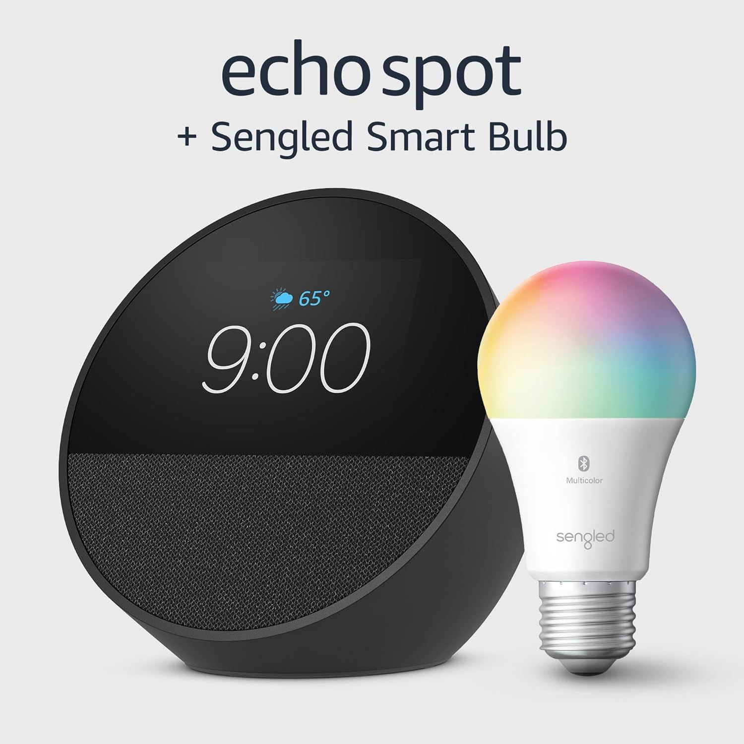 Echo Spot (2024 release) with Sengled LED Smart Light