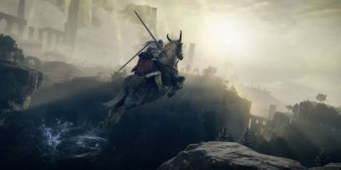 Torrent the Spectral Steed leaping in Elden Ring