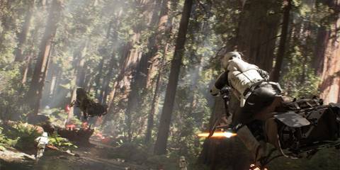 Scout Troopers on speeder bikes in Star Wars Battlefront 2