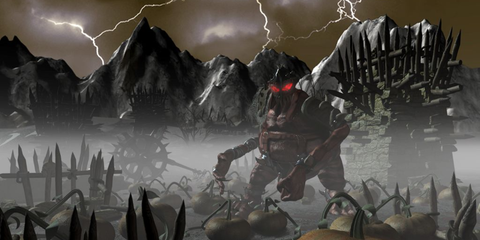 Enemy walks through destroyed environments in Diablo Lord of Destruction