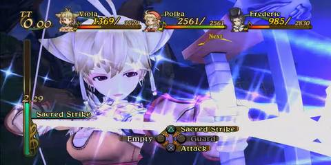 viola preparing to attack with her bow in eternal sonata