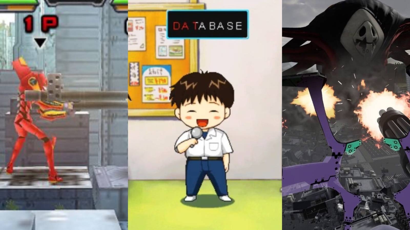 Evangelion games ranked L to R: Battle Orchestra, Typing Project E, Throne Of Souls