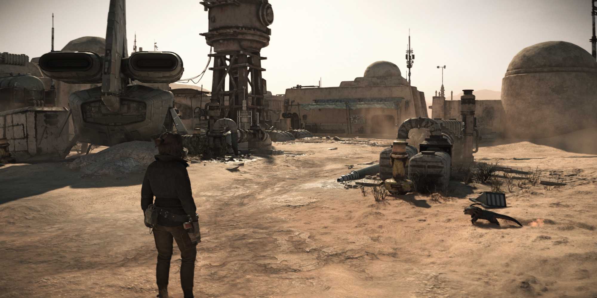 Kreator LEGO Ubah Set Anak Anjing Golden Retriever Jadi Gurun Tatooine Star Wars Lengkap dengan Bantha dan Landspeeder 14 Exploring a city on Tatooine in Star Wars Outlaws