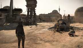 Kreator LEGO Ubah Set Anak Anjing Golden Retriever Jadi Gurun Tatooine Star Wars Lengkap dengan Bantha dan Landspeeder 17 Exploring a city on Tatooine in Star Wars Outlaws