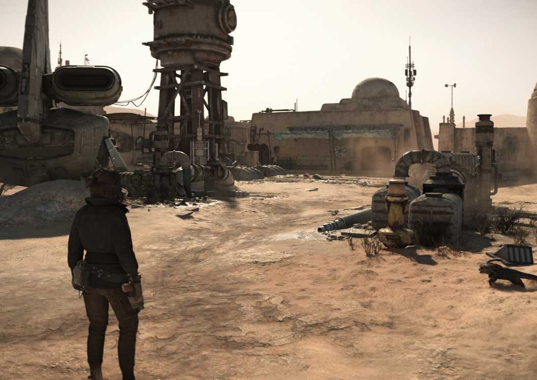 Kreator LEGO Ubah Set Anak Anjing Golden Retriever Jadi Gurun Tatooine Star Wars Lengkap dengan Bantha dan Landspeeder 11 Exploring a city on Tatooine in Star Wars Outlaws