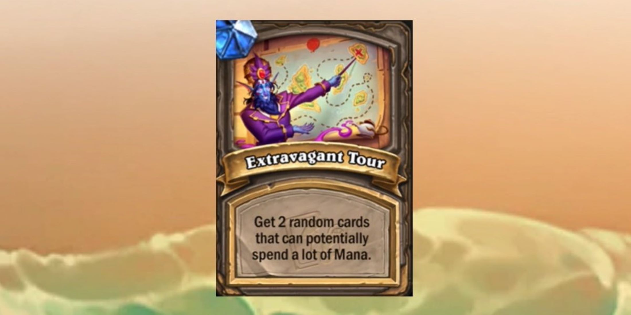 Extravagent Tour from Hearthstone on a beach themed background 