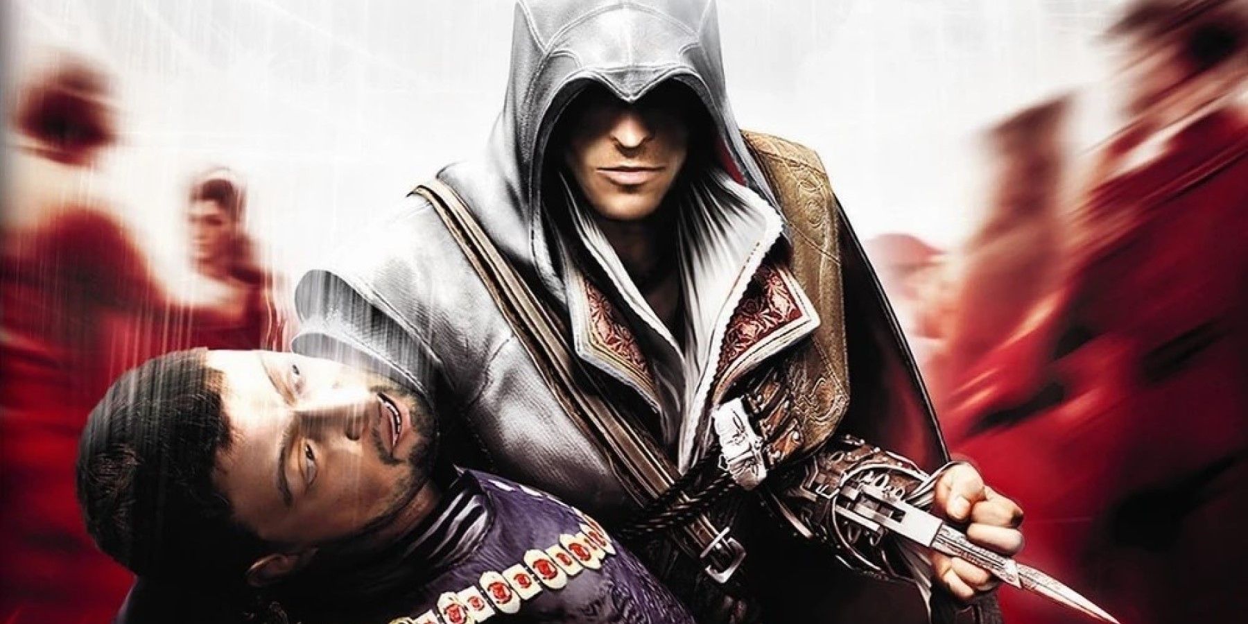 Ezio Holding A Dying Pope On The Cover Of Assassin's Creed II Discovery