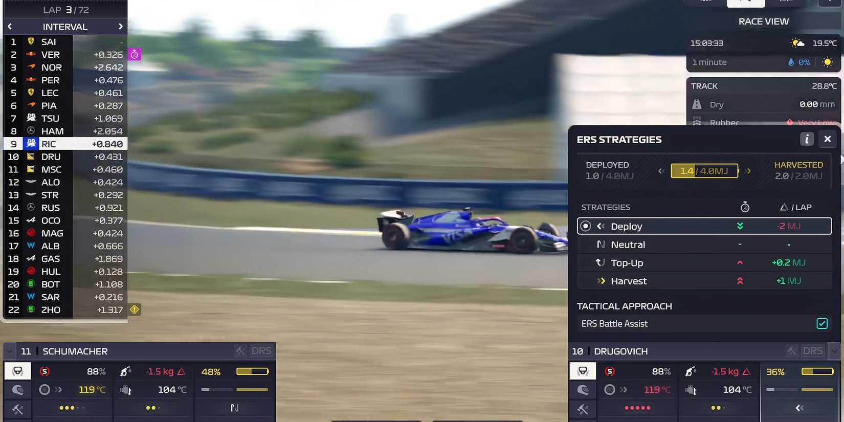 F1 Manager 2024 Race Strategy ERS