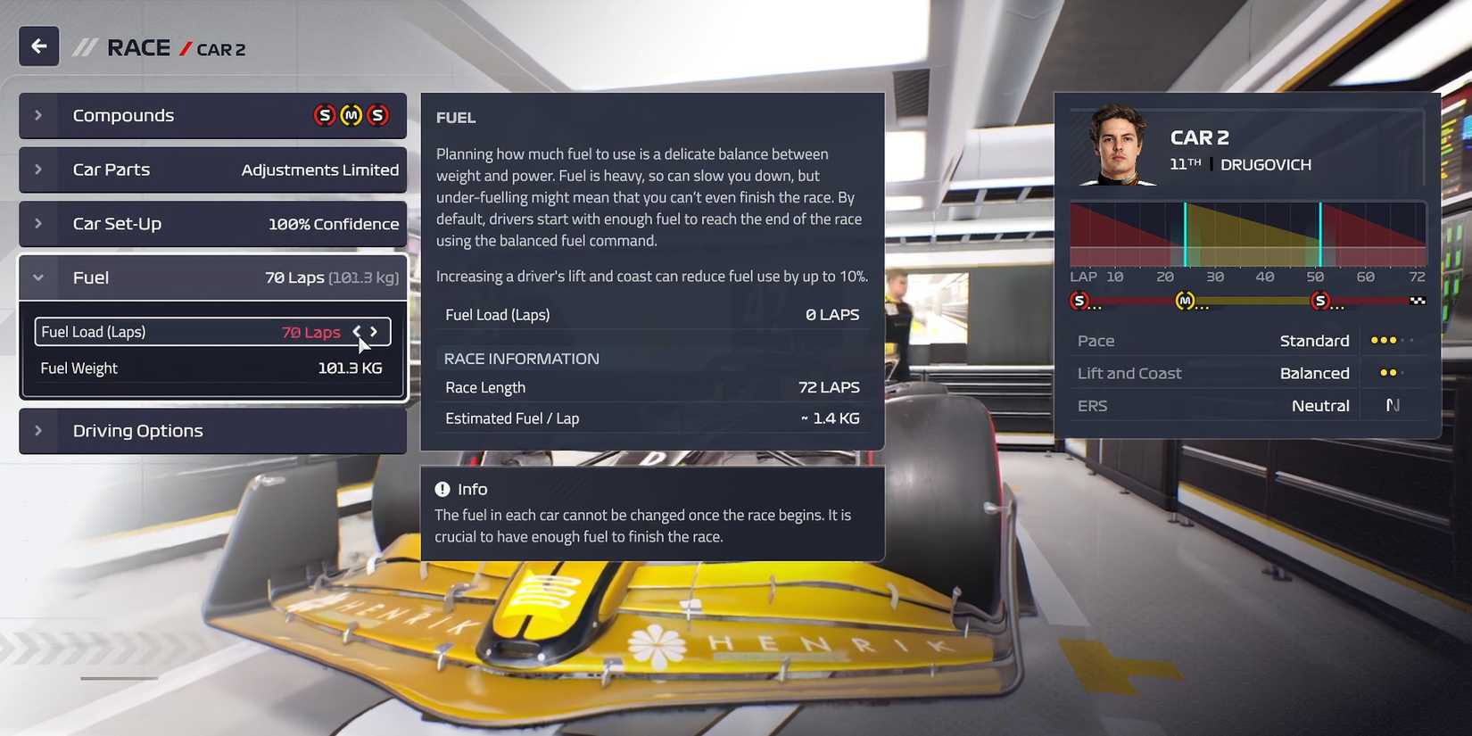 F1 Manager 2024 Race Strategy Fuel