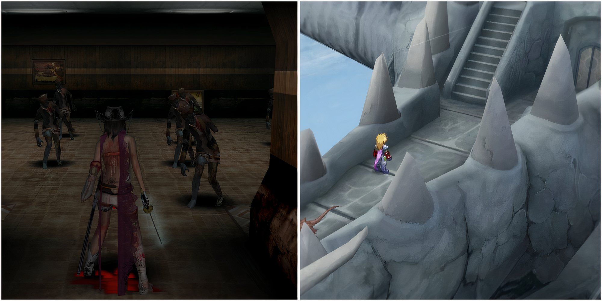 Facing zombies in Zombie Hunters and exploring a castle in Tales of Destiny Director's Cut