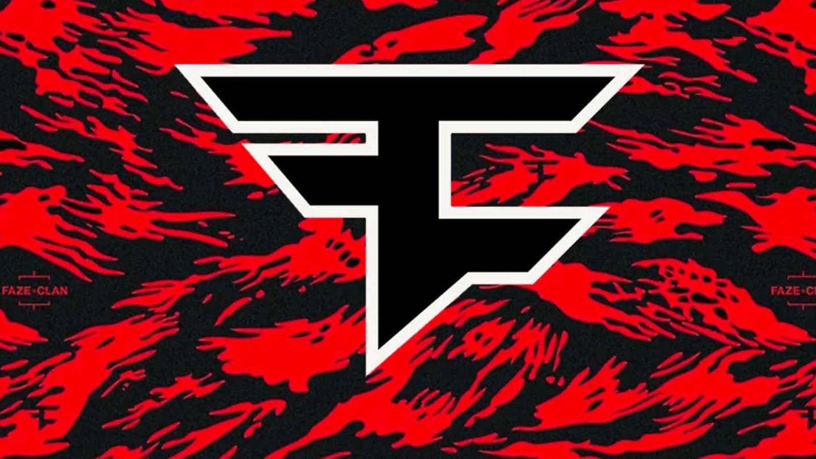 faze clan logo over red and black background