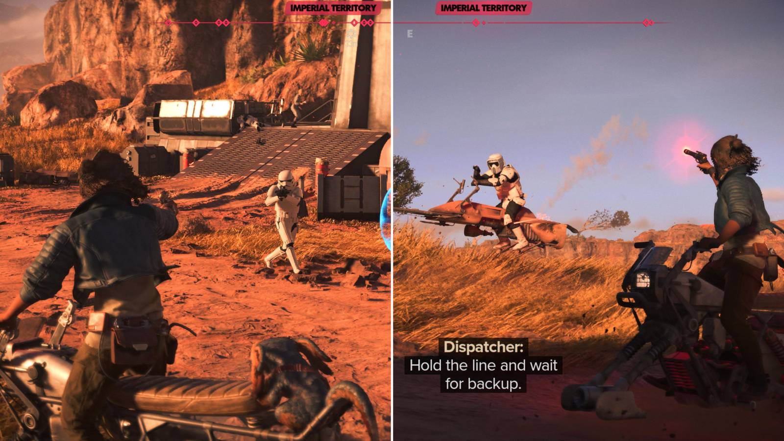 Kay Shooting At Imperials On Her Speeder