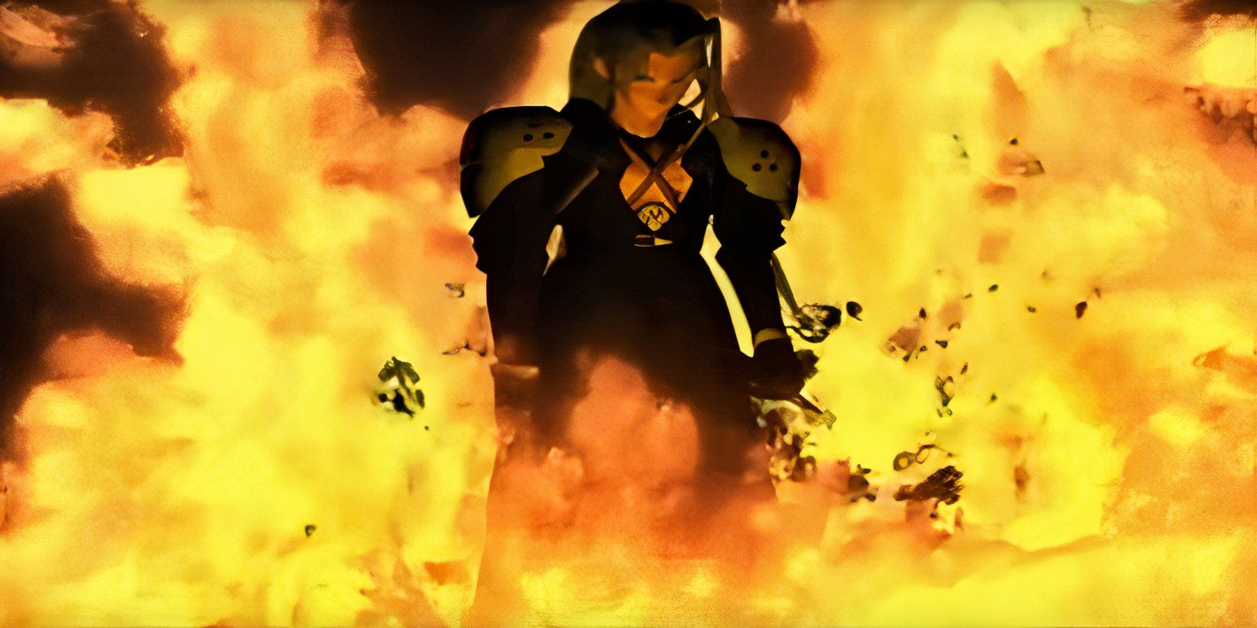 sephiroth standing in fire