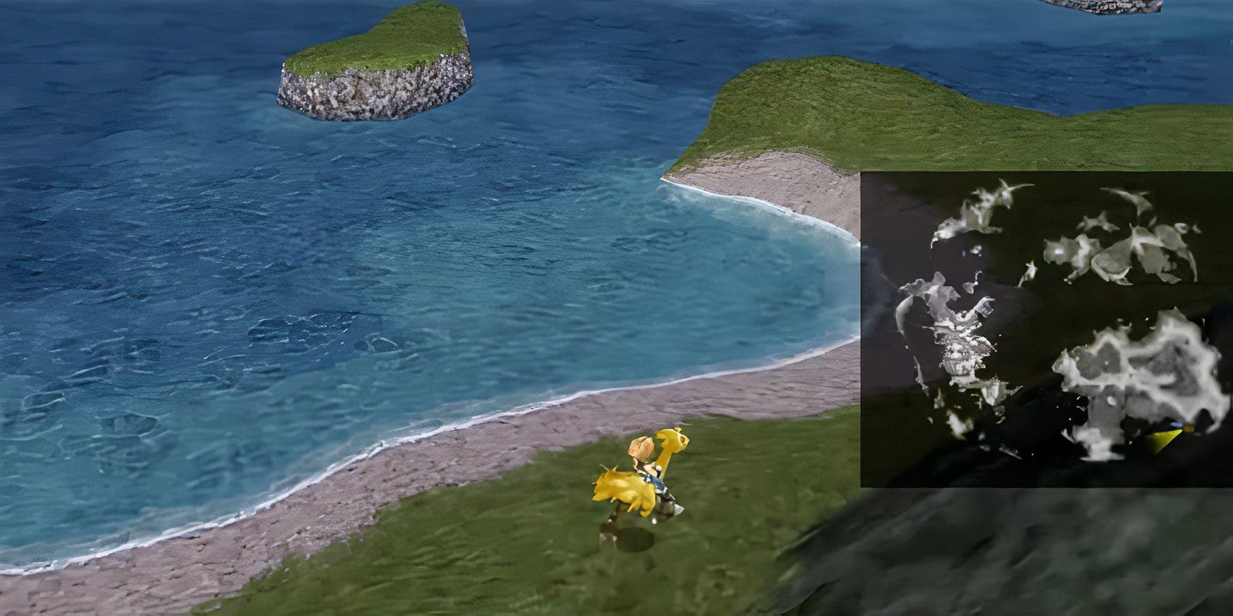 zidane riding a chocobo in the world map