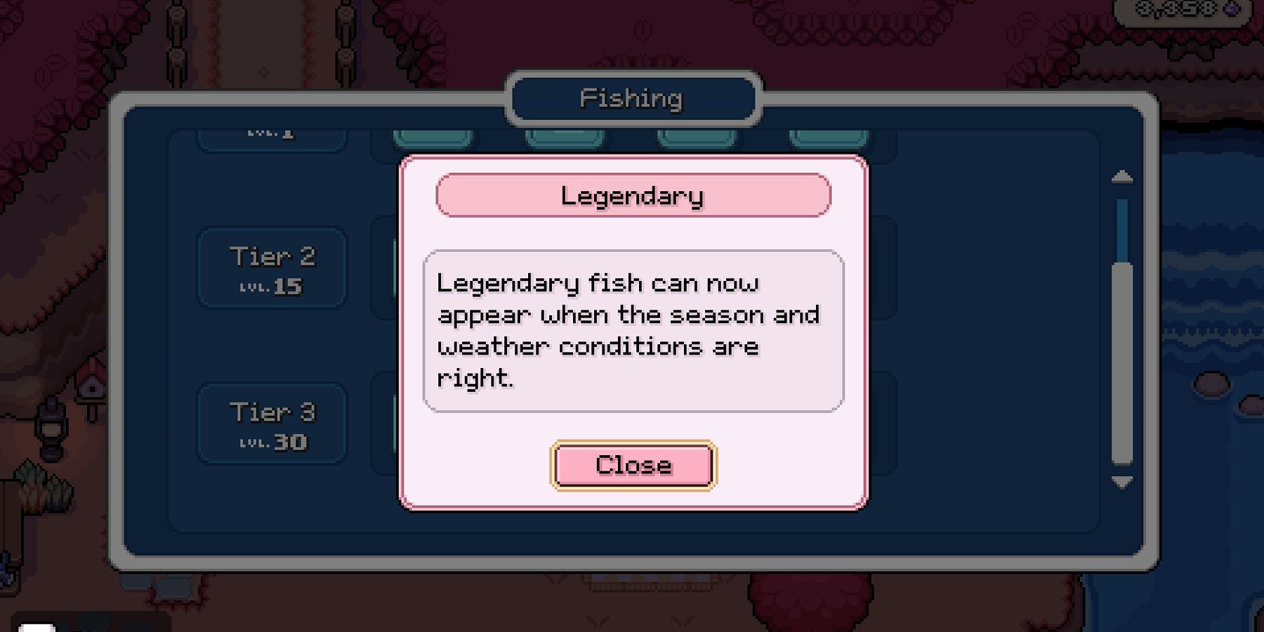 fields of mistria legendary fish perk