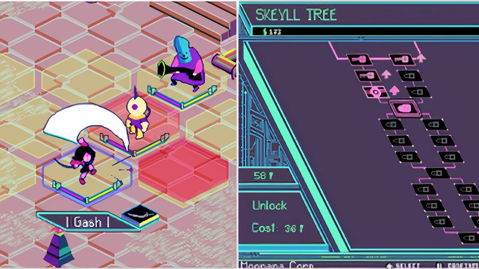 Fighting a battle and the skill tree in Keylocker