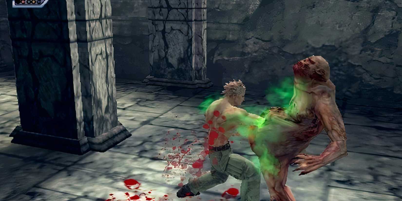 Fighting enemies in Altered Beast (PS2)