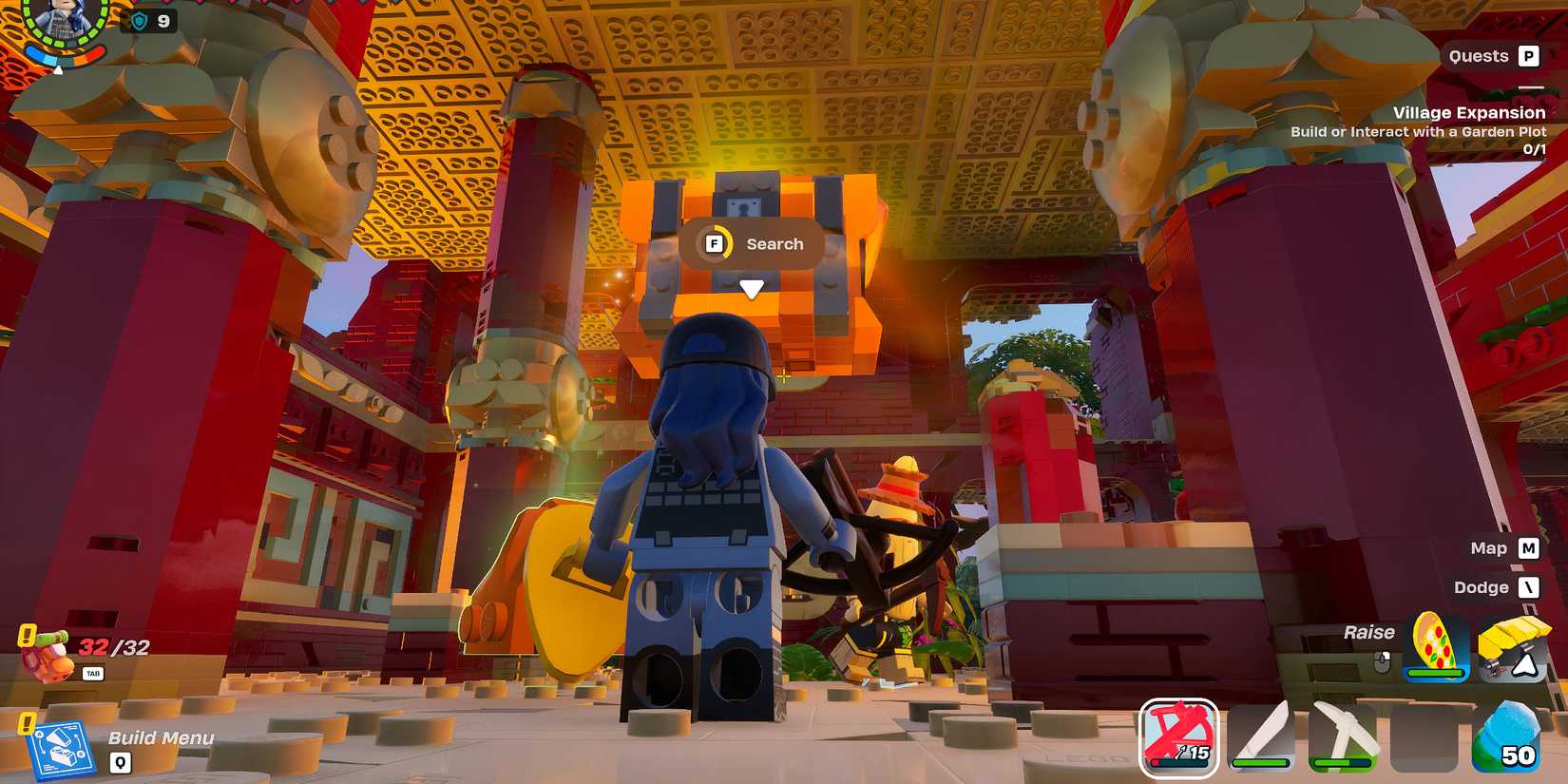 Screenshot showcasing a Chest in the Tomato Temple in LEGO Fortnite 