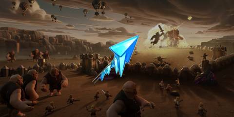 Frozen Arrow on a background depicting a battle in Clash of Clans 