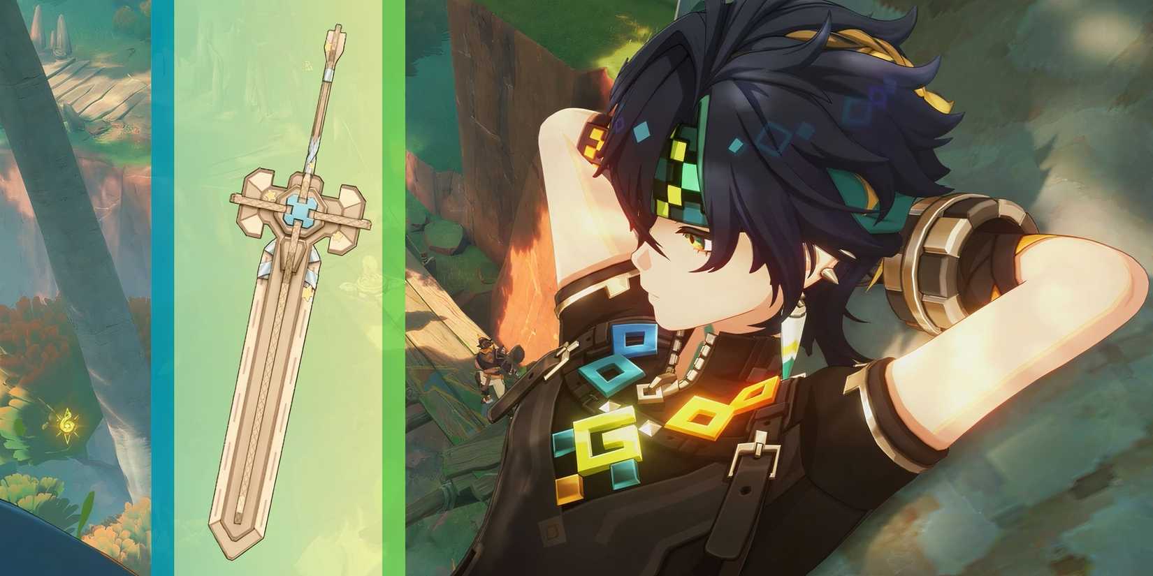 Genshin Impact Kinich and Ultimate Overlord's Mega Magic Sword