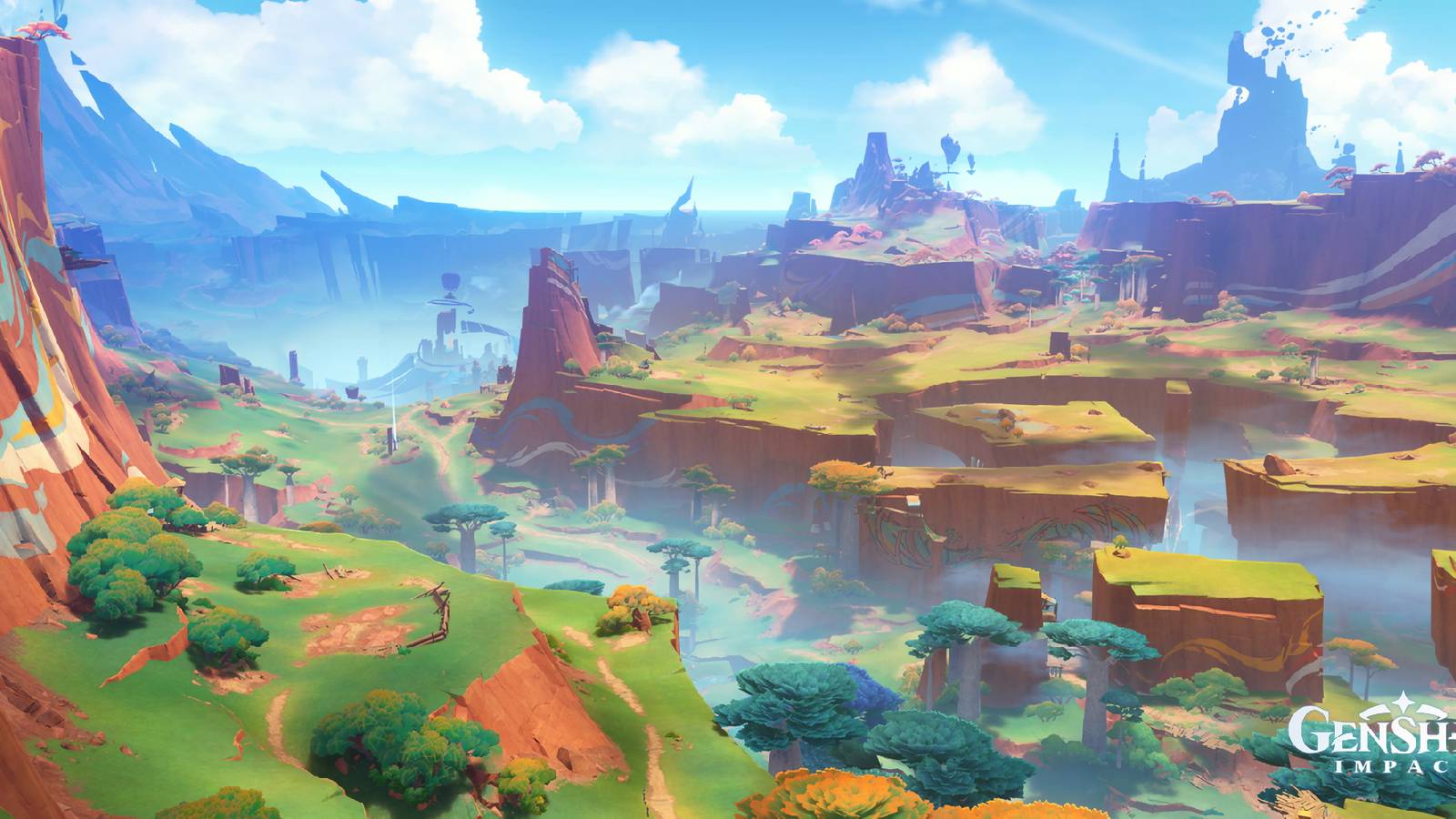 A screenshot from Genshin Impact showing the overworld in Natlan.