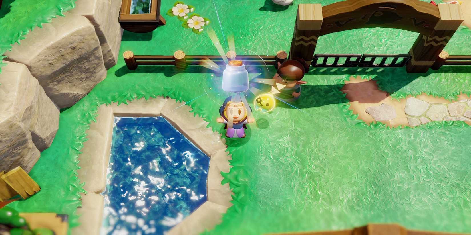 Getting a fairy bottle in Kakariko Village in The Legend of Zelda Echoes of Wisdom