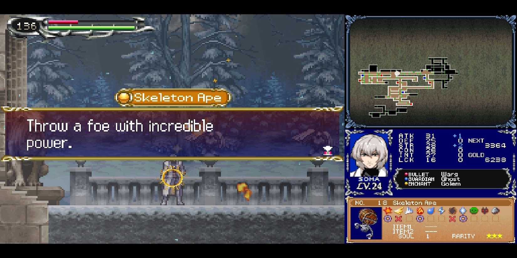 Getting the Skeleton Ape ability in Castlevania Dawn of Sorrow