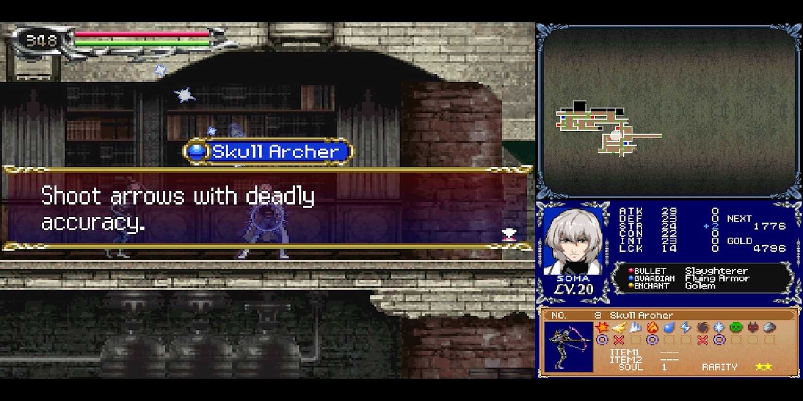 Getting the Skull Archer ability in Castlevania Dawn of Sorrow