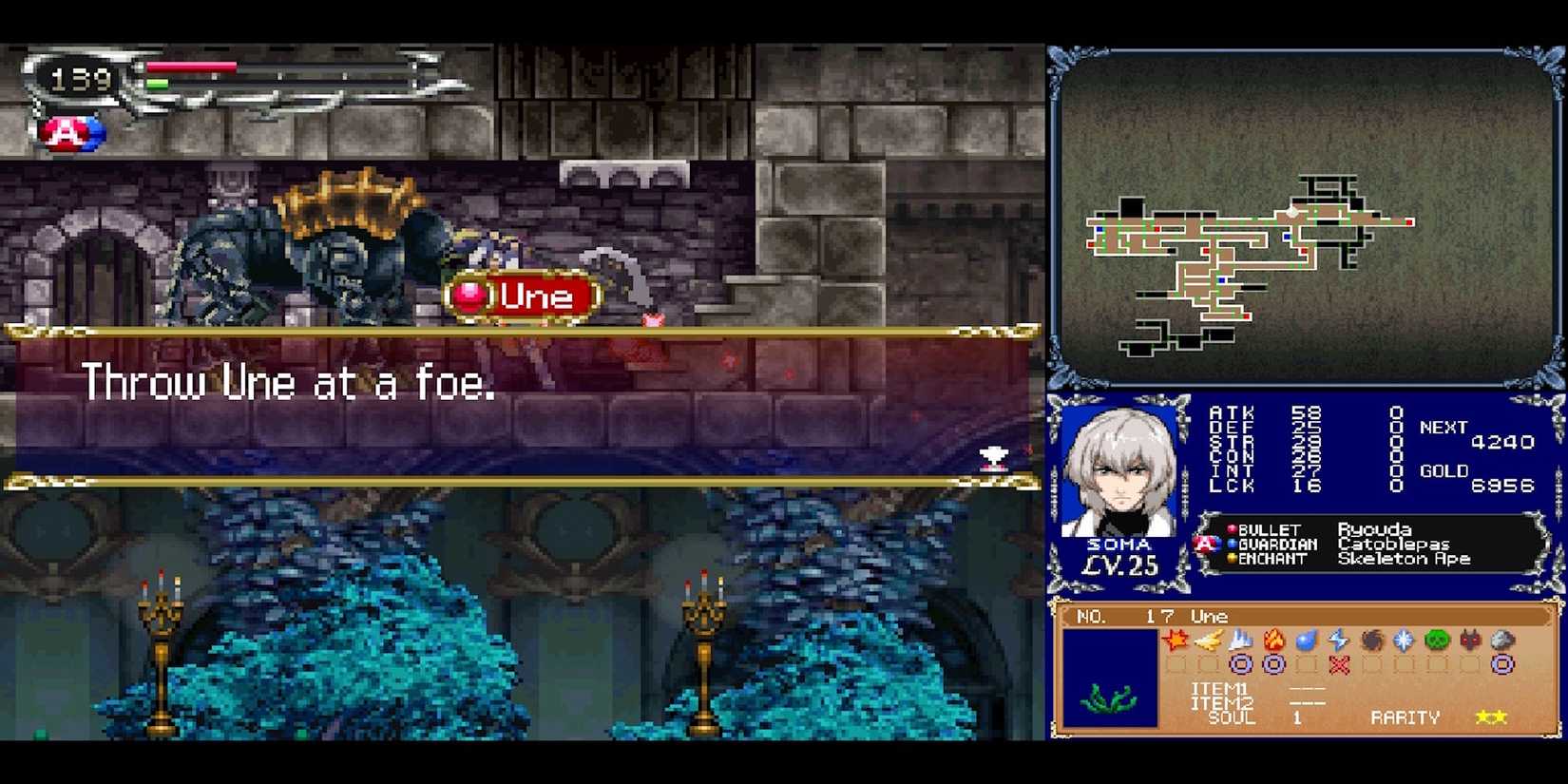 Getting the Une ability in Castlevania Dawn of Sorrow
